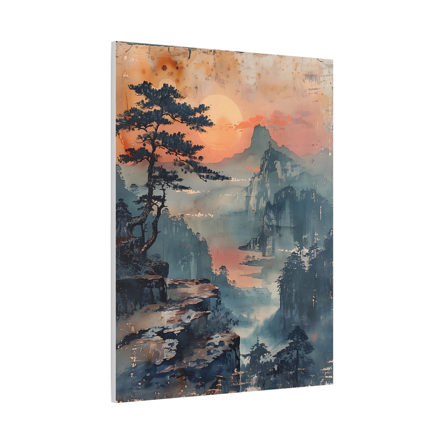 Sunset Mountain Landscape Canvas Print — Misty Pine Cliff Wall Art - The Art Hub