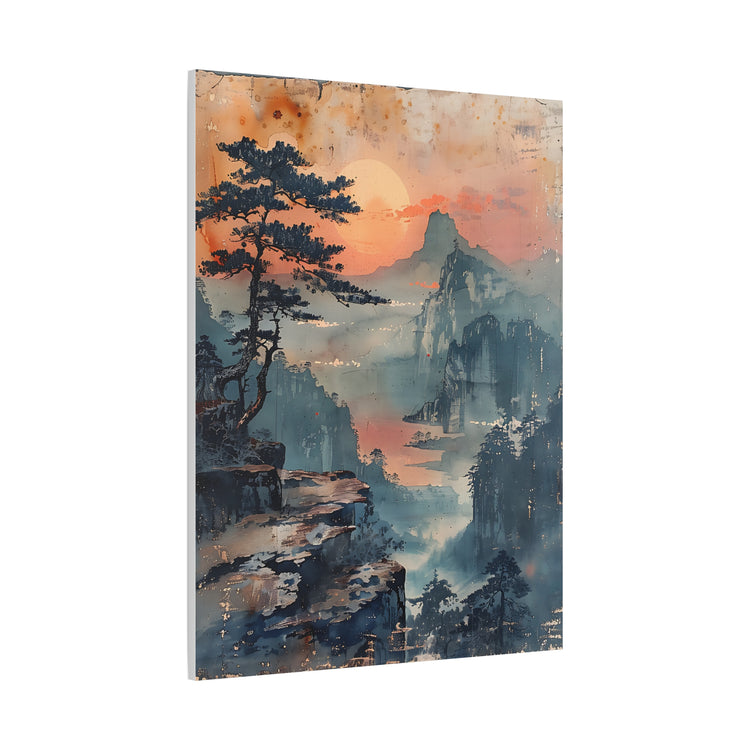 Sunset Mountain Landscape Canvas Print — Misty Pine Cliff Wall Art - The Art Hub