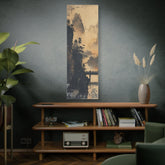 Serene Mountain Bridge Canvas Wall Art — East Asian Landscape Matte Stretched Print - The Art Hub