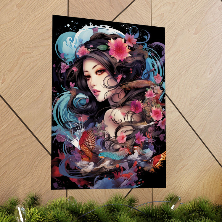 Matte Vertical Poster — Ethereal Floral Woman Art Print - The Art Hub