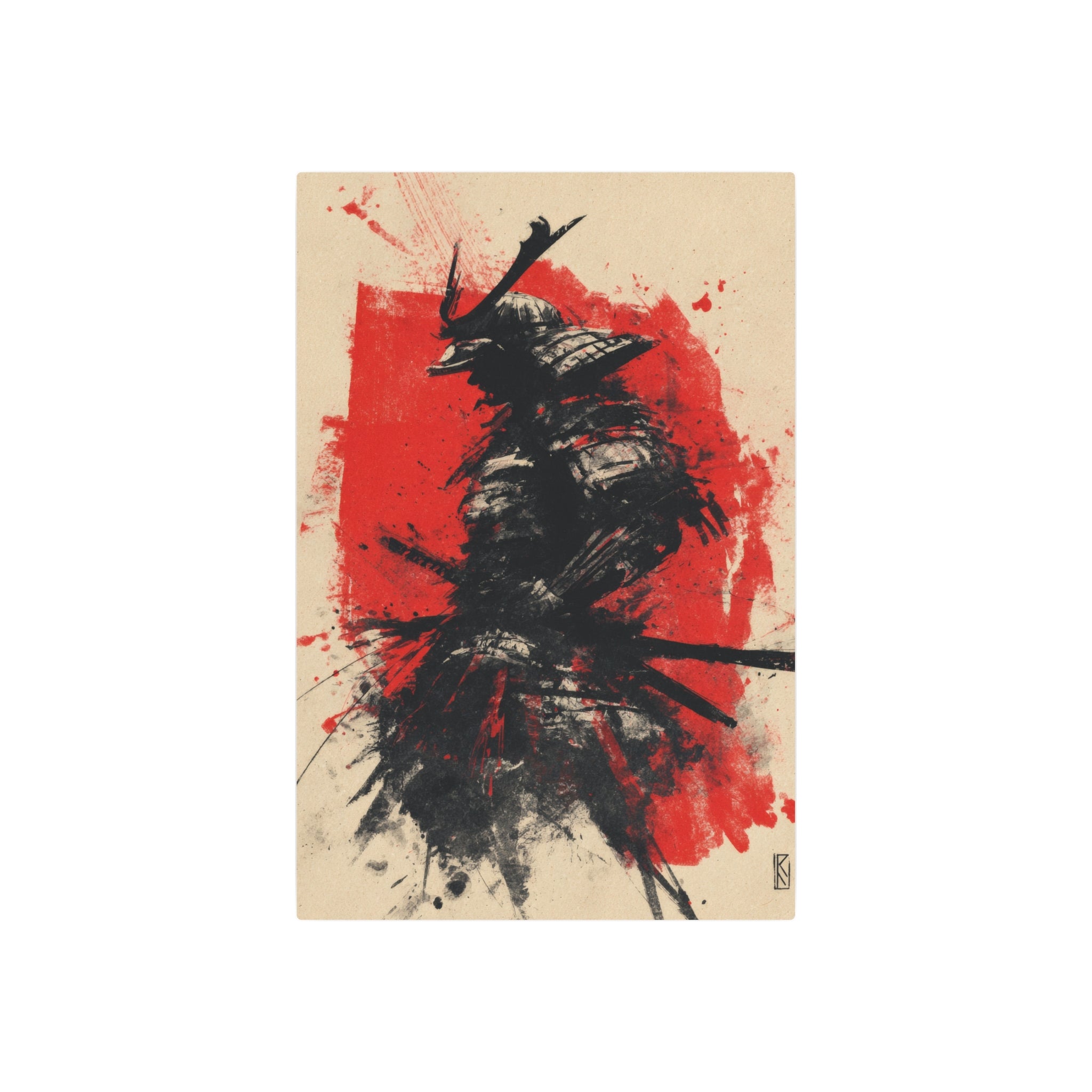 Samurai Ink Metal Art Sign – Japanese Warrior Wall Decor