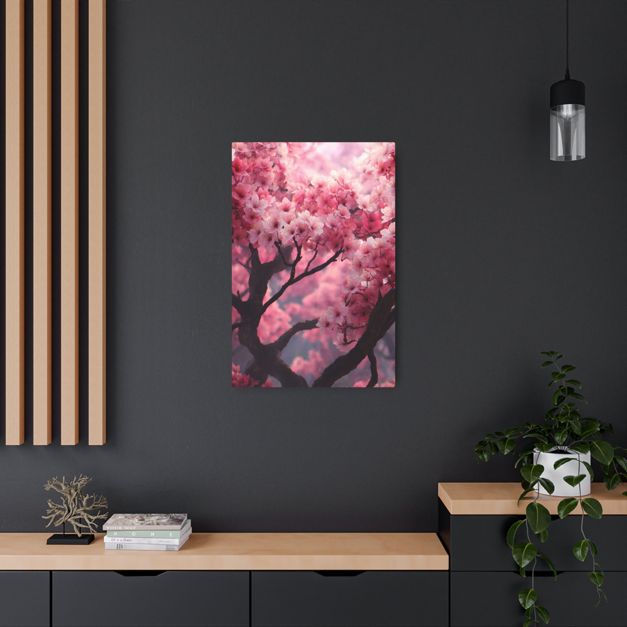 Cherry Blossom Metal Art Sign — Pink Floral Wall Decor