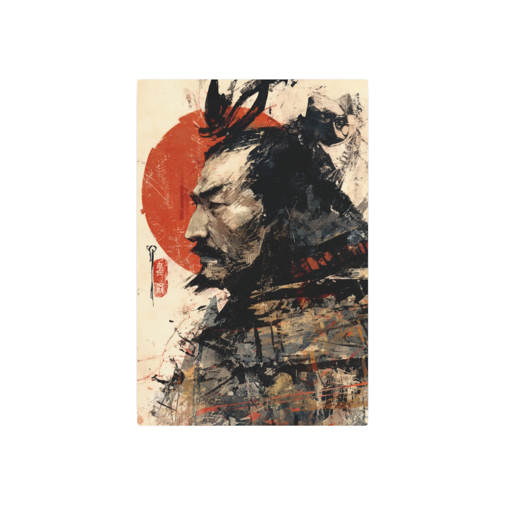 Samurai Metal Art Sign — Japanese Warrior Wall Decor