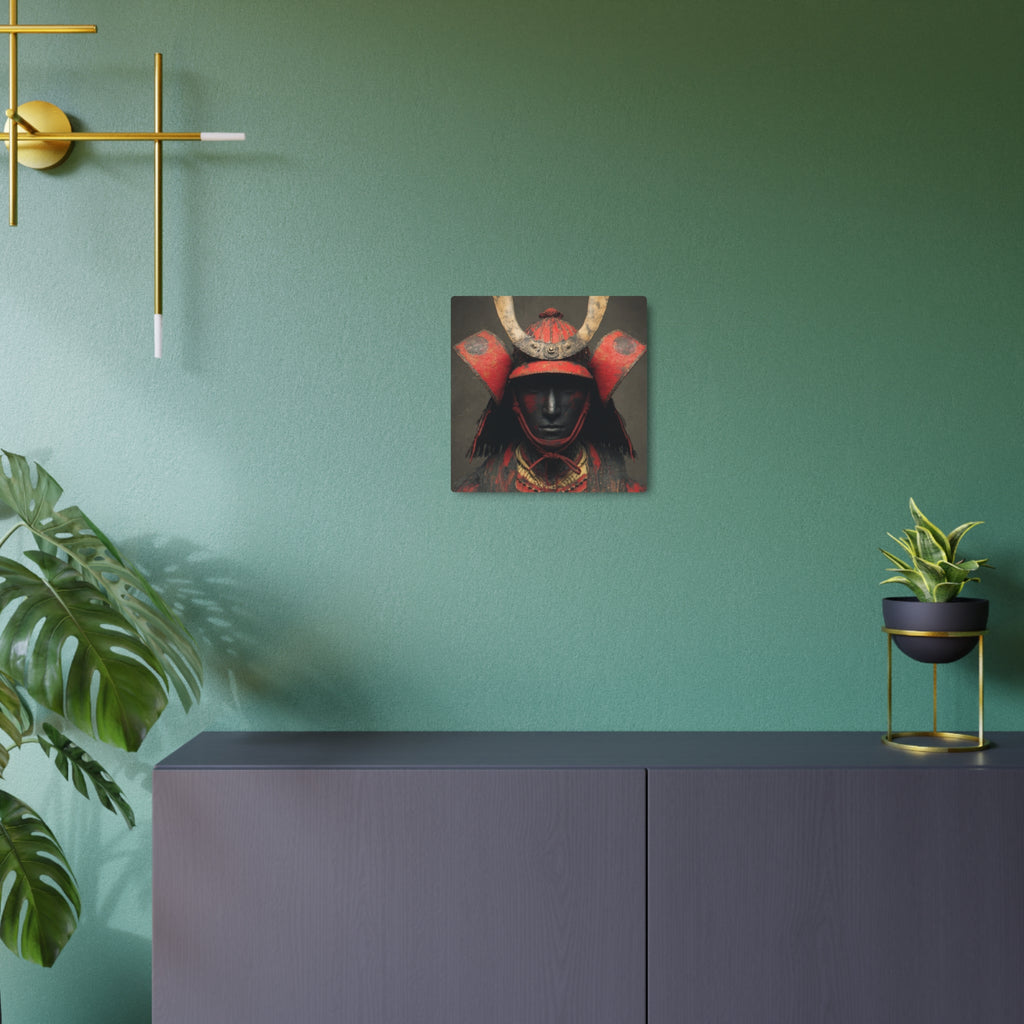 Samurai Armor Metal Art Sign — Red Warrior Wall Decor