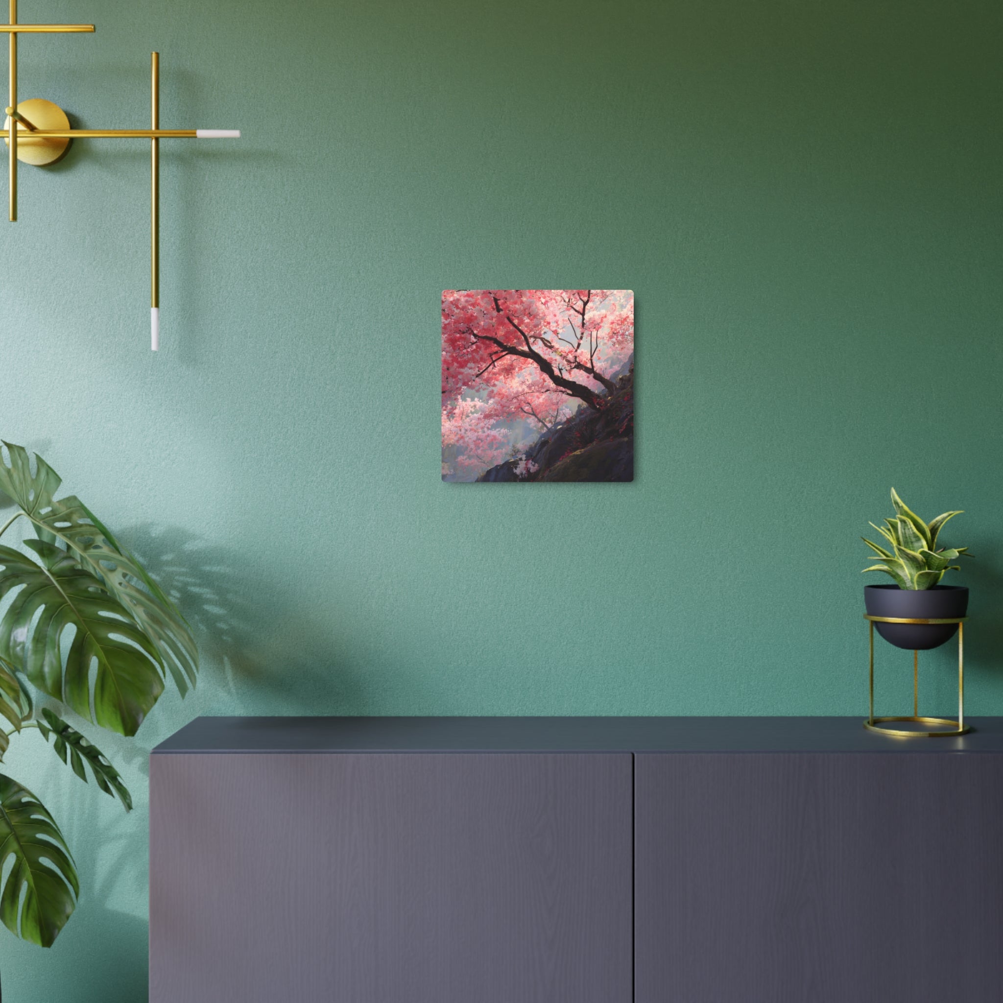 Cherry Blossom Metal Art Sign — Japanese Sakura Wall Décor