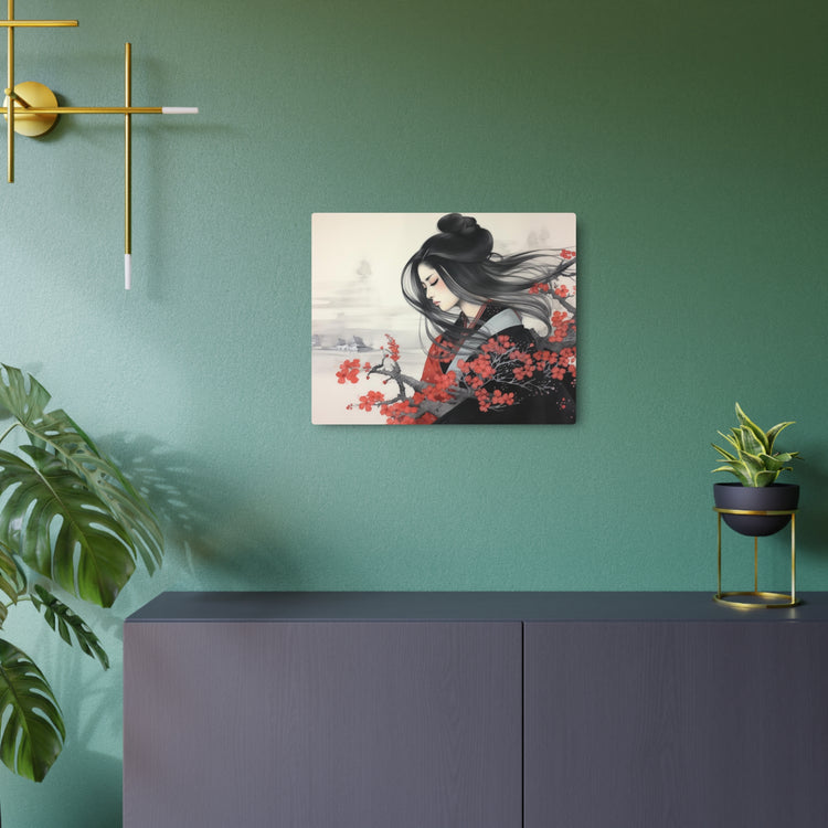 Metal Art Asian Woman with Cherry Blossoms Decorative Wall Art - The Art Hub