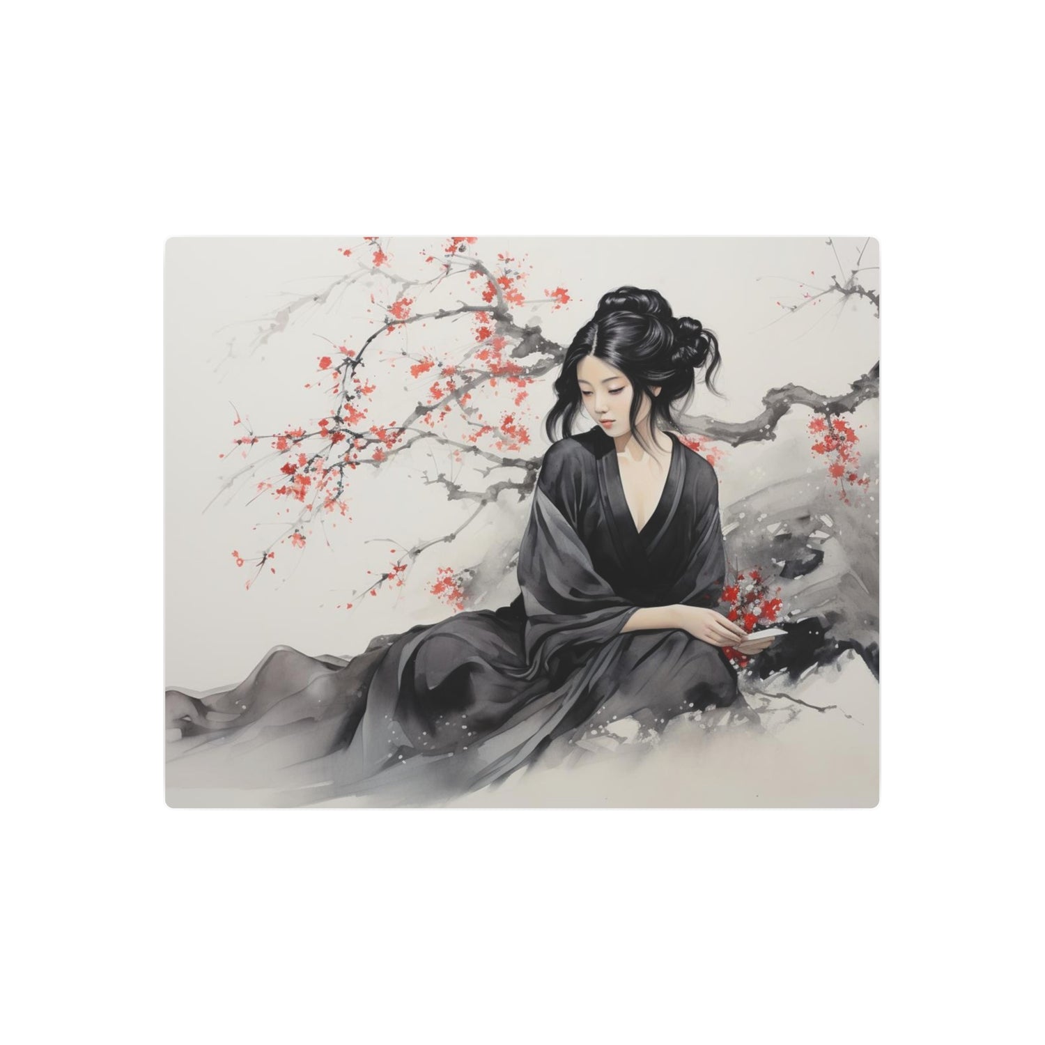 Metal Art Geisha with Cherry Blossoms Wall Art - The Art Hub