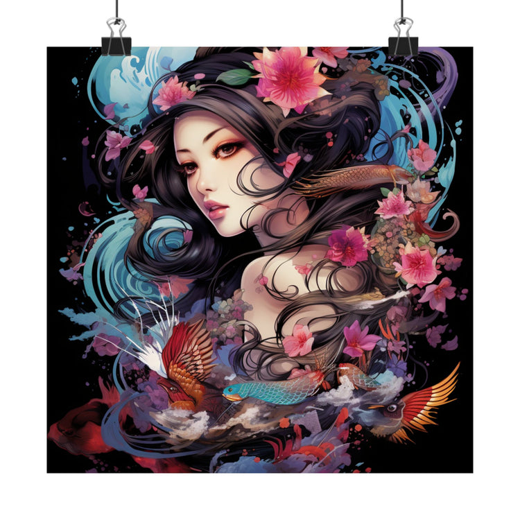 Matte Vertical Poster — Ethereal Floral Woman Art Print - The Art Hub
