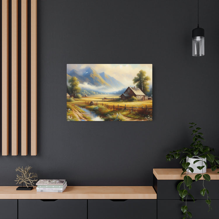 Metal Art Rustic Mountain Farm Scene Metal Art Wall Decor - The Art Hub