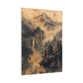 Zen Mountain Mist Canvas Art — Japanese Pagoda Landscape on Stretched Matte Canvas - The Art Hub