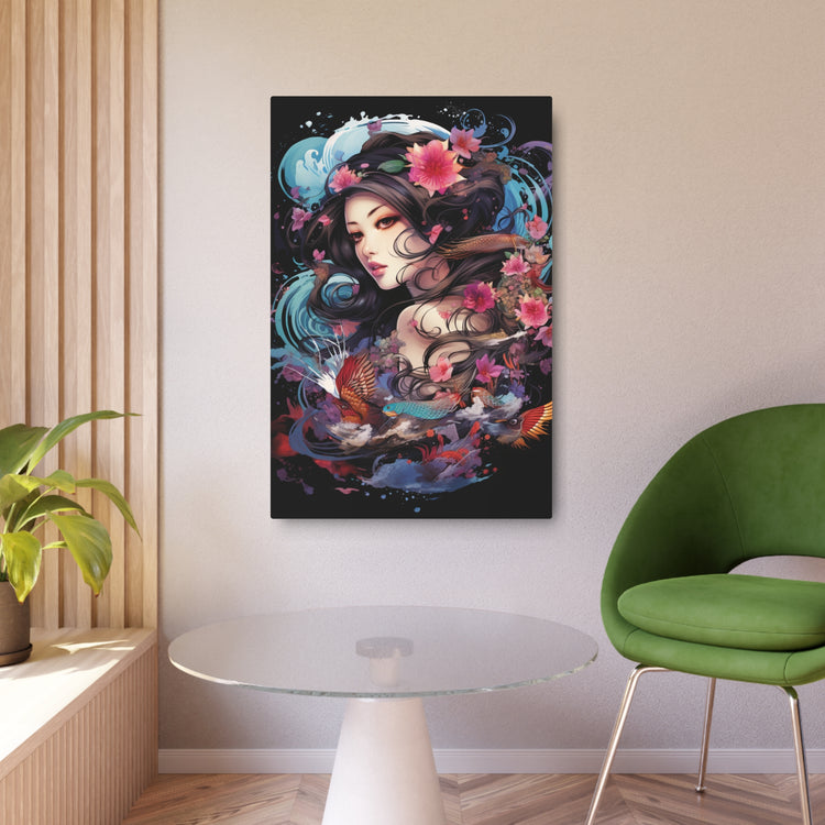 Japanese Floral Portrait Metal Art – Decorative Wall Plaque - The Art Hub