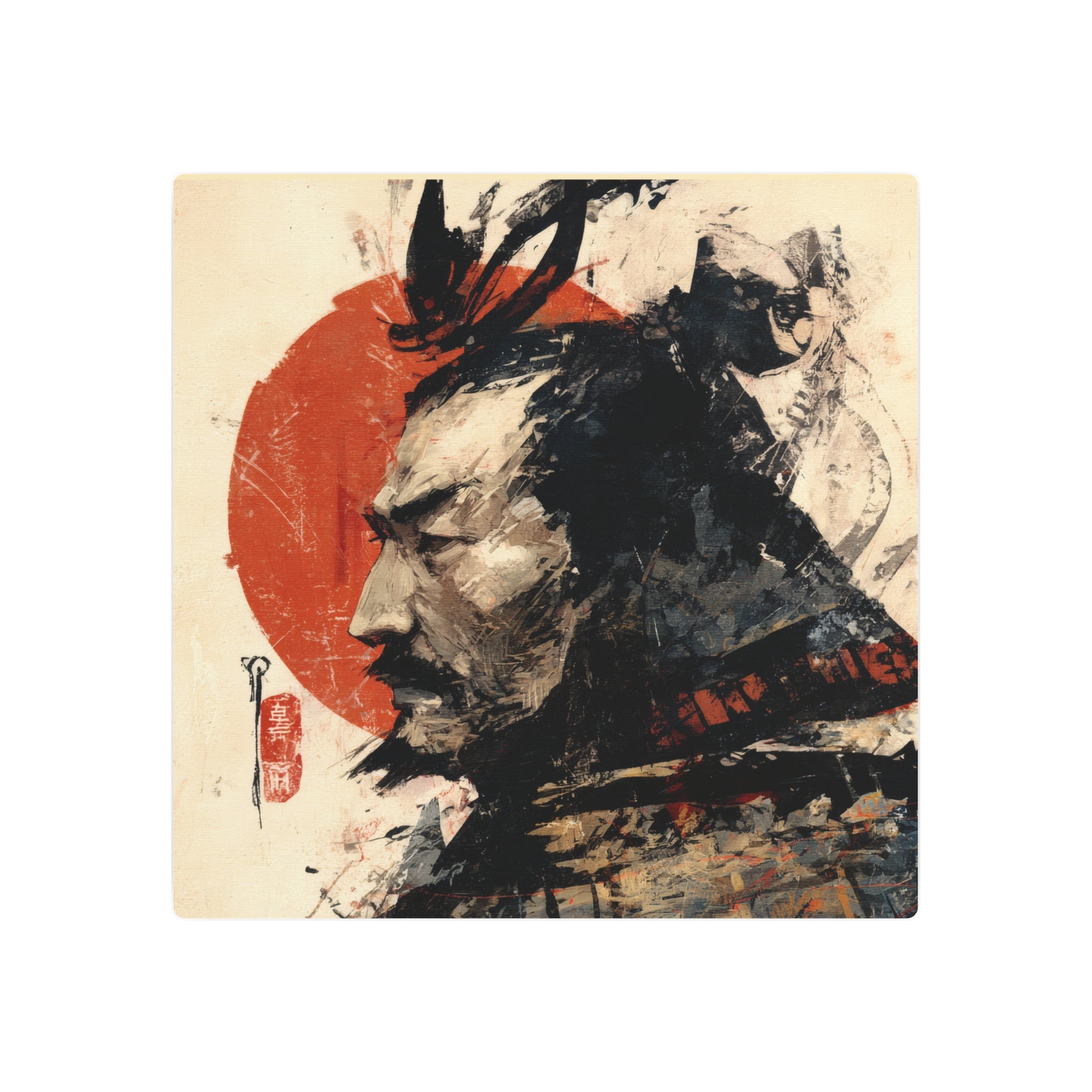 Samurai Metal Art Sign — Japanese Warrior Wall Decor