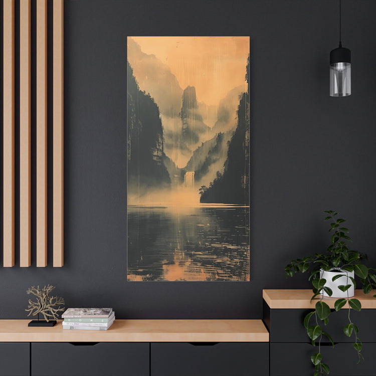 Chinese Landscape Art - Moody Mountain Lake Landscape Art - The Art Hub