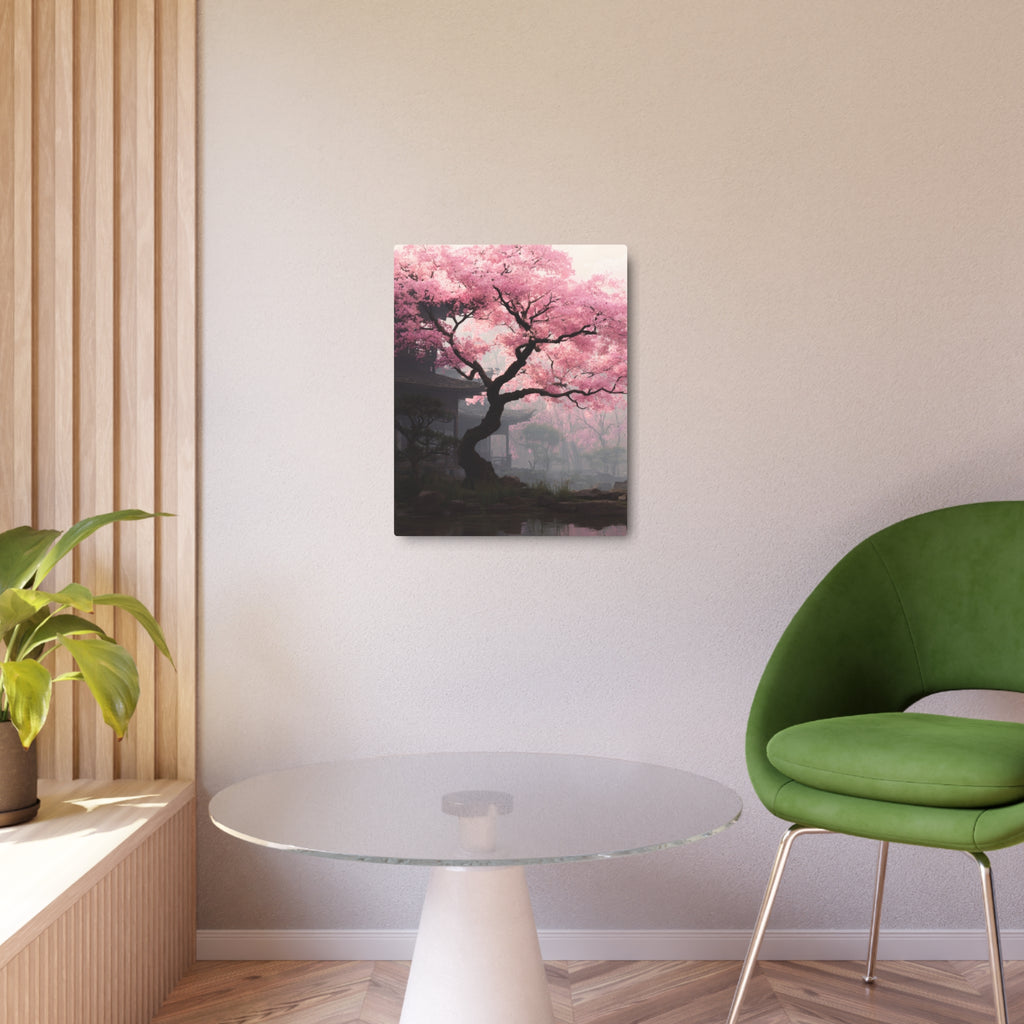 Cherry Blossom Metal Art Sign — Japanese Sakura Wall Decor
