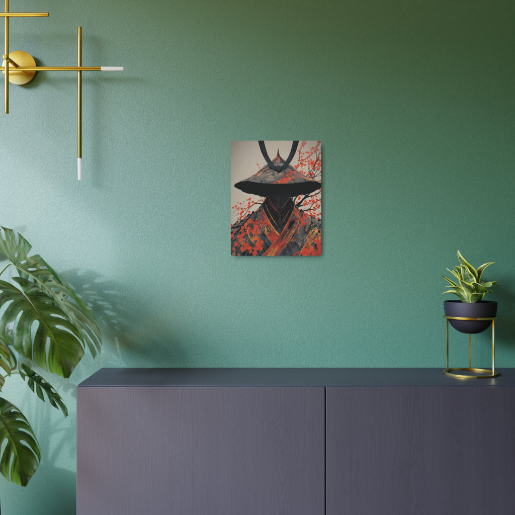 Metal Art Sign — Samurai Shadow with Autumn Maples