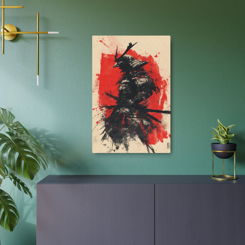 Samurai Ink Metal Art Sign – Japanese Warrior Wall Decor