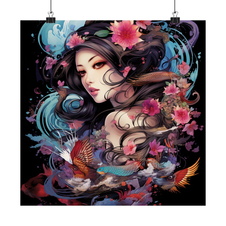 Matte Vertical Poster — Ethereal Floral Woman Art Print - The Art Hub