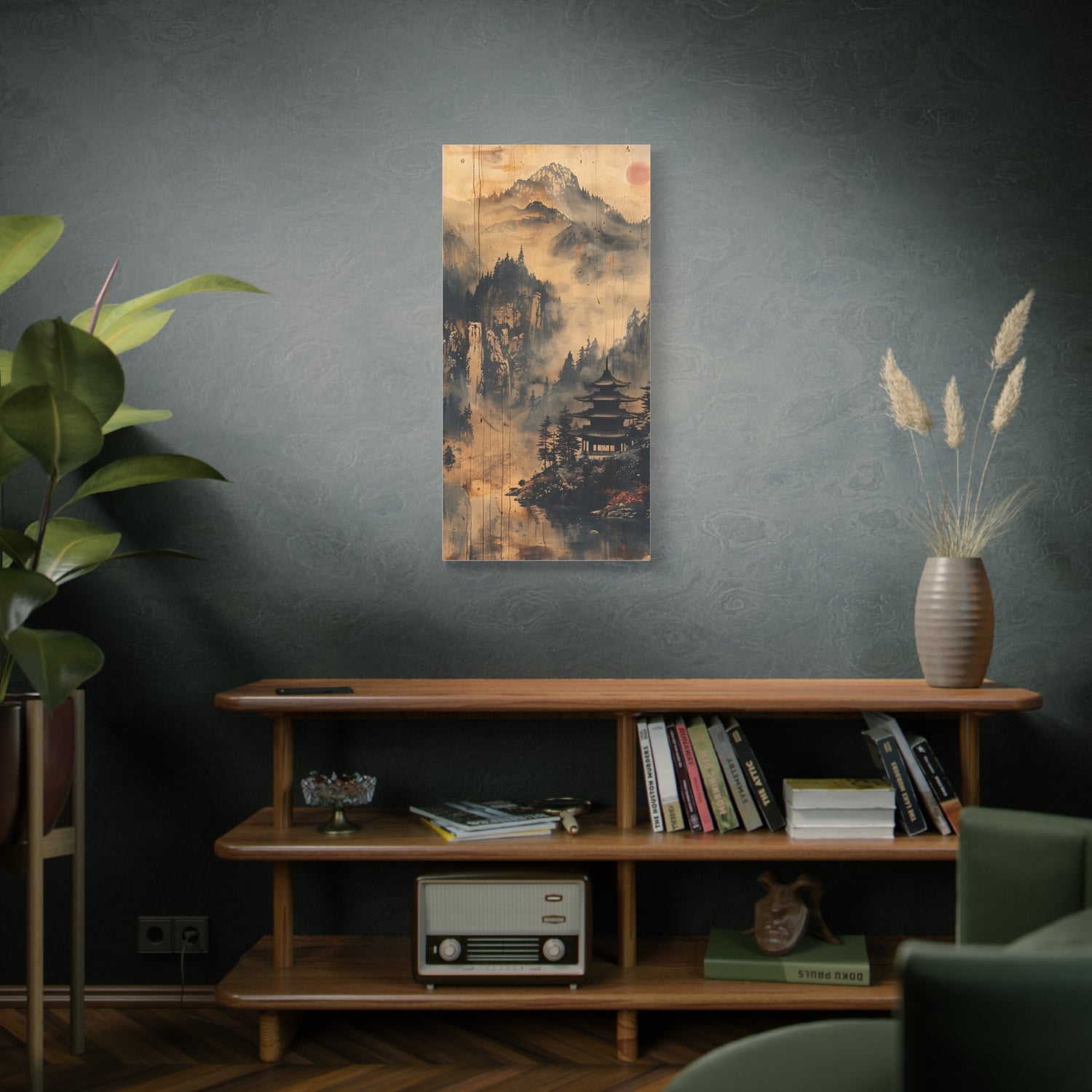 Zen Mountain Mist Canvas Art — Japanese Pagoda Landscape on Stretched Matte Canvas - The Art Hub