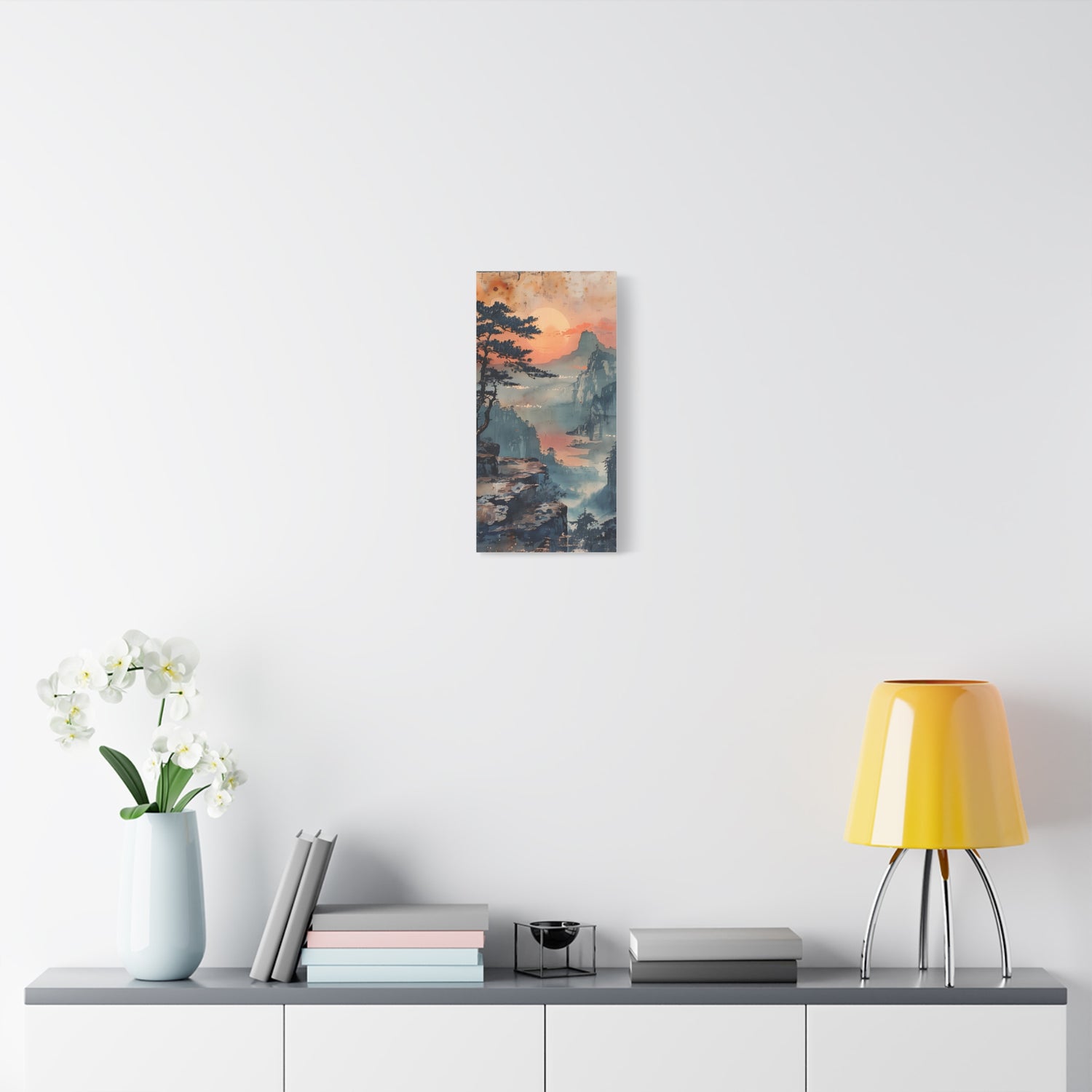 Sunset Mountain Landscape Canvas Print — Misty Pine Cliff Wall Art - The Art Hub