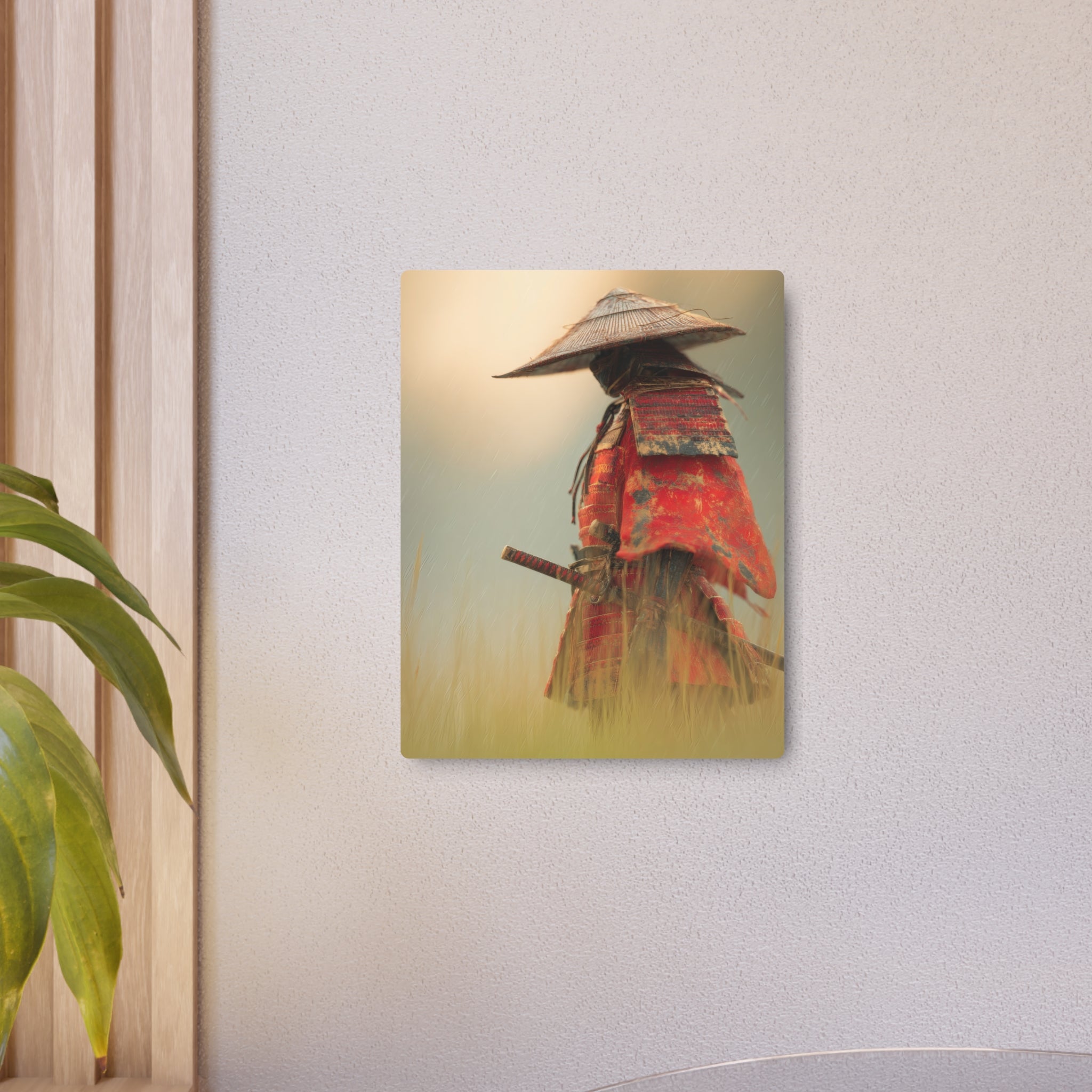 Samurai Metal Art Sign — Vintage Red Armor Wall Decor