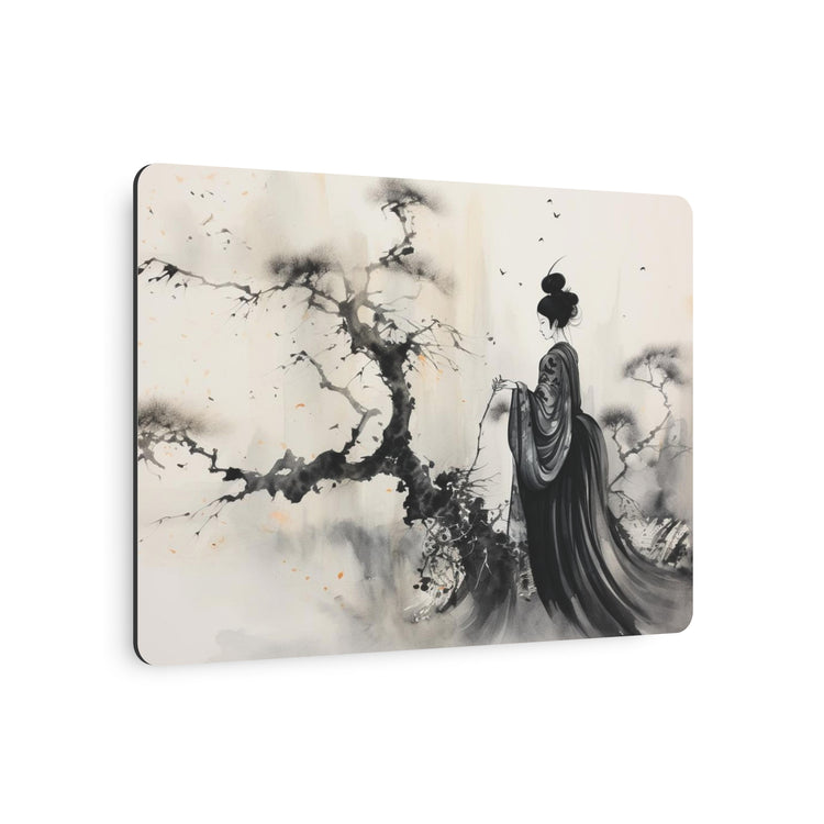 Metal Art Zen Geisha Ink Landscape Wall Plaque - The Art Hub