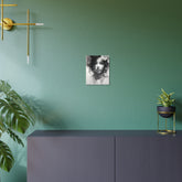 Metal Wall Art Sign — Monochrome Portrait of Woman with Floral Accents - The Art Hub