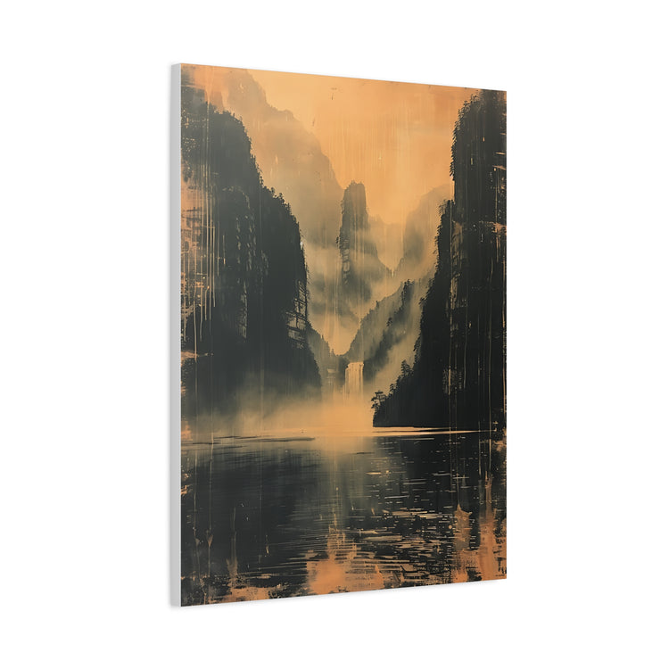 Chinese Landscape Art - Moody Mountain Lake Landscape Art - The Art Hub