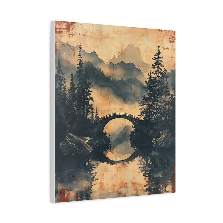 Chinese Landscape Painting Art — Misty Forest Landscape Matte Stretched Print - The Art Hub