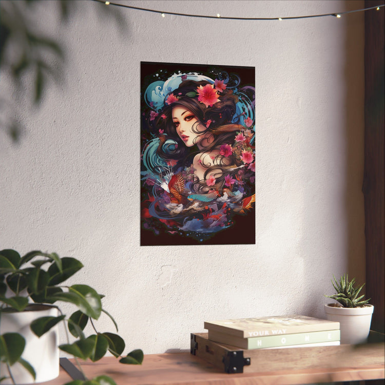 Matte Vertical Poster — Ethereal Floral Woman Art Print - The Art Hub