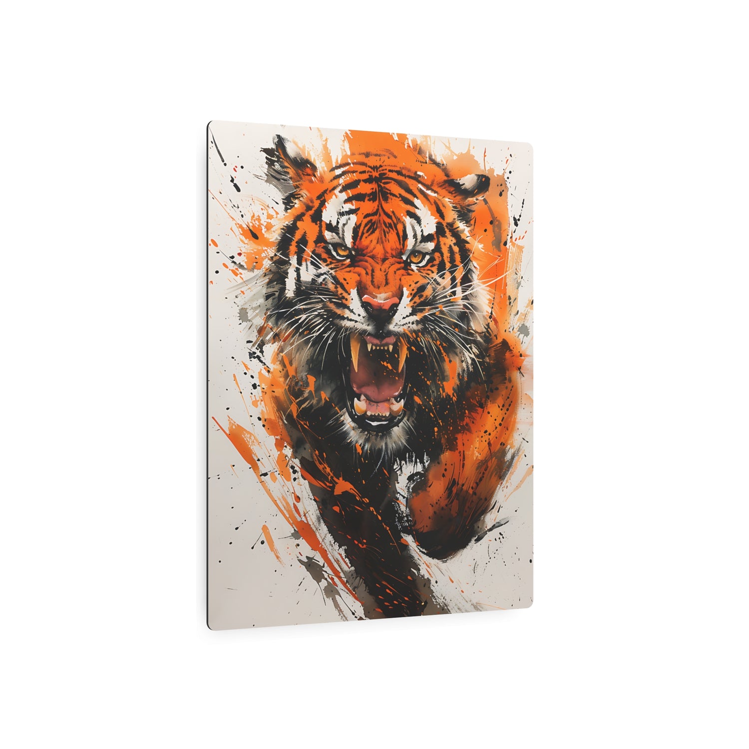 Roaring Tiger Metal Art Sign Vibrant Orange Wildlife Wall Decor - The Art Hub