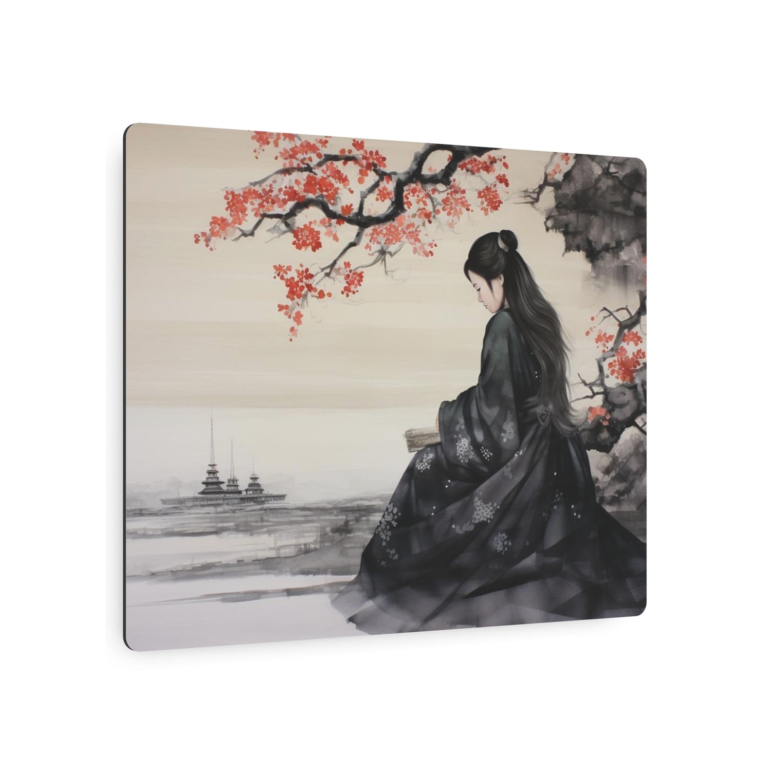 Metal Art Japanese Geisha Landscape Wall Art - The Art Hub