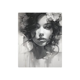 Metal Wall Art Sign — Monochrome Portrait of Woman with Floral Accents - The Art Hub