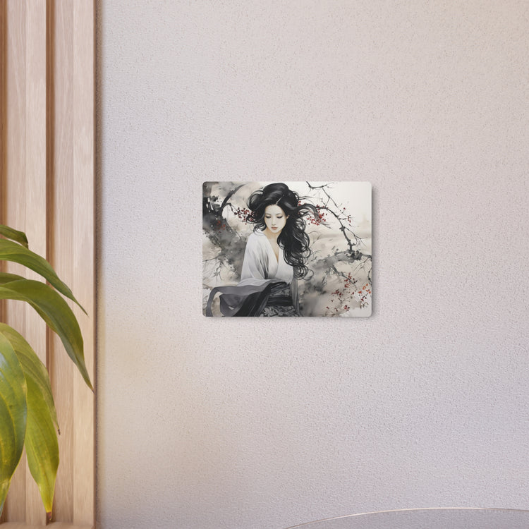 Asian Ink Painting Metal Art Serene Geisha Wall Decor - The Art Hub