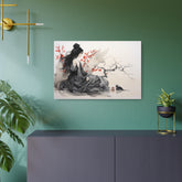 Metal Art Asian-Inspired Geisha with Cherry Blossoms Wall Art - The Art Hub