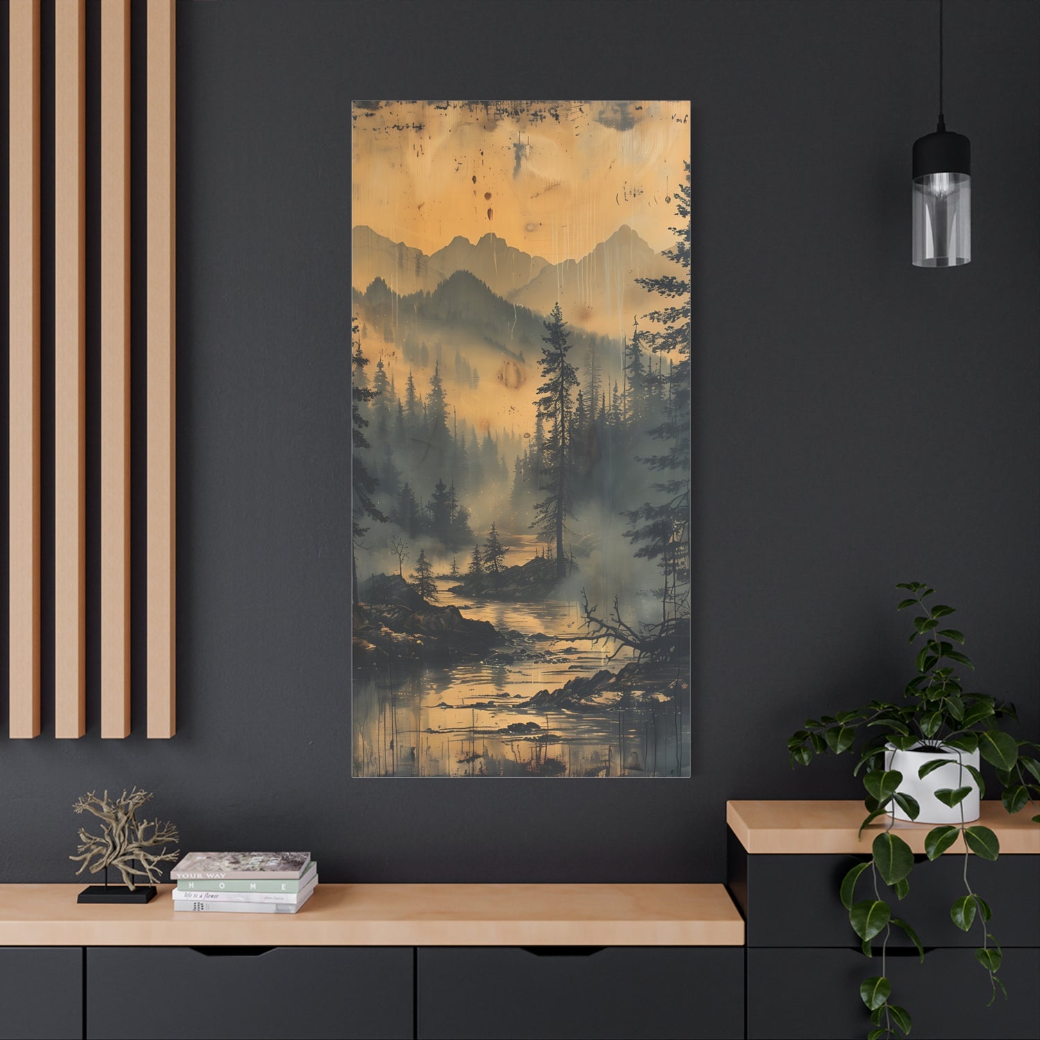 Mountain Mist Landscape Canvas Art— Rustic Pine Forest Wall Art - The Art Hub