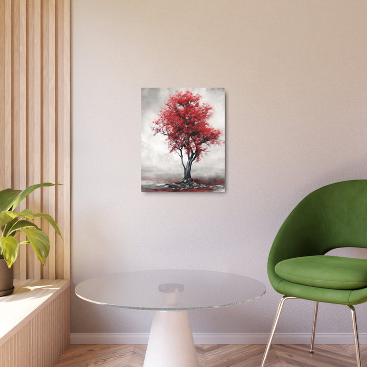 Red Tree Metal Art Sign Modern Abstract Wall Decor - The Art Hub