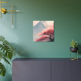 Metal Art Sign - Cherry Blossom Mountain Landscape Wall Decor - The Art Hub