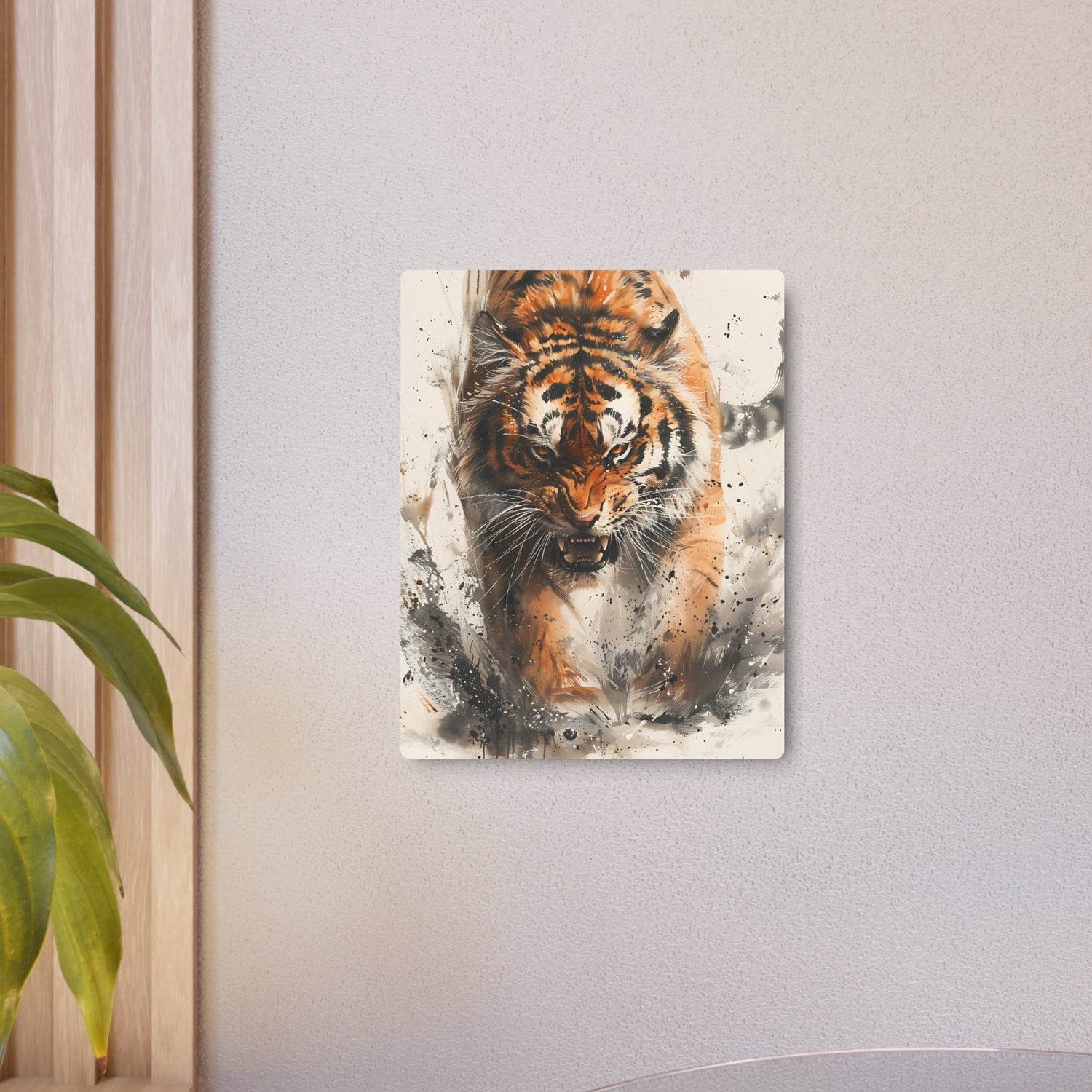 Roaring Tiger Metal Art Sign Fierce Wildlife Wall Decor - The Art Hub