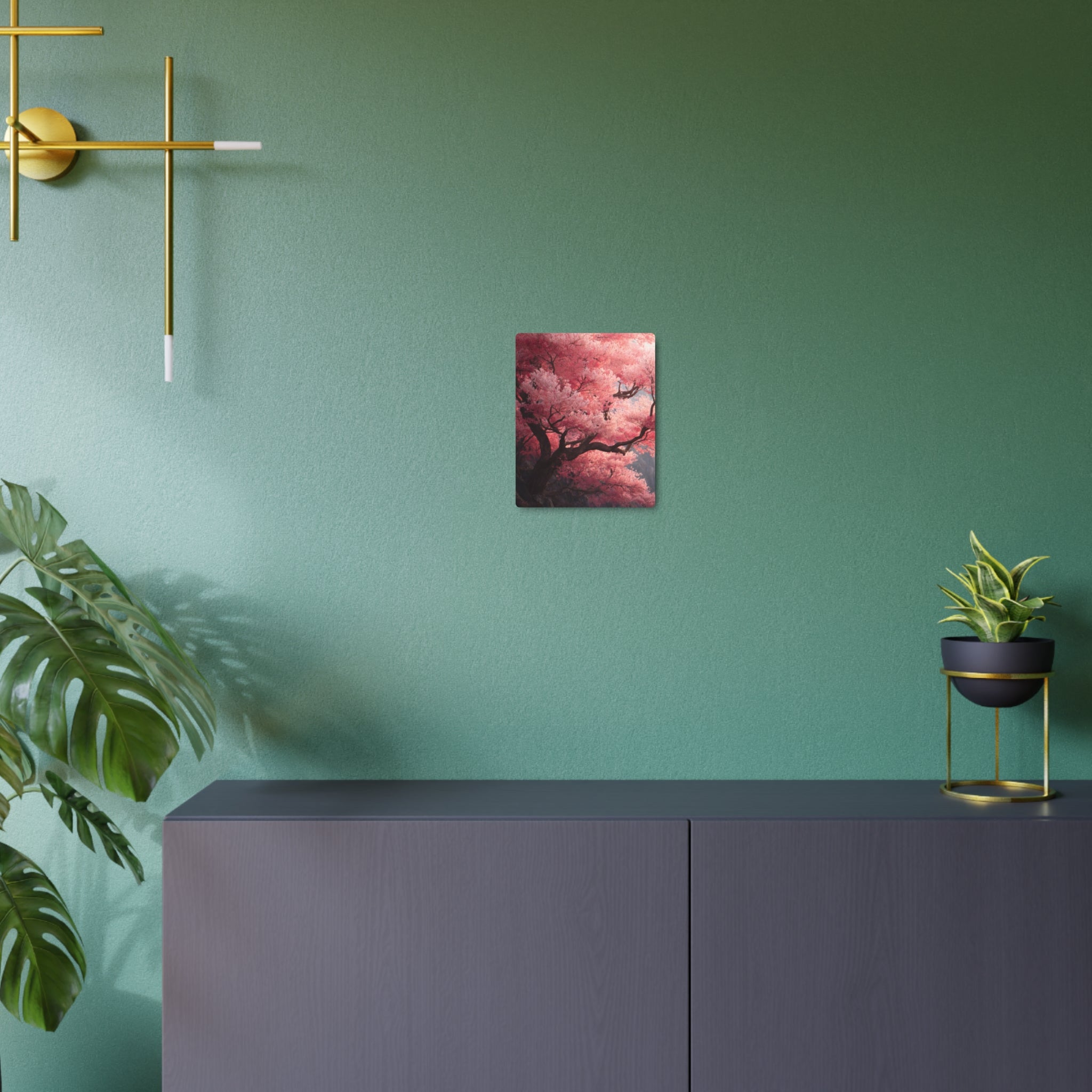 Cherry Blossom Metal Art Sign — Pink Sakura Wall Decor