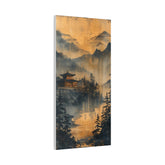 Golden Mist Mountain Landscape Canvas — Asian Pagoda Wall Art - The Art Hub