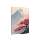 Metal Art Sign - Cherry Blossom Mountain Landscape Wall Decor - The Art Hub