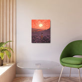 Sunset Meadow Metal Art — Girl Walking Through Lavender Field Wall Decor - The Art Hub