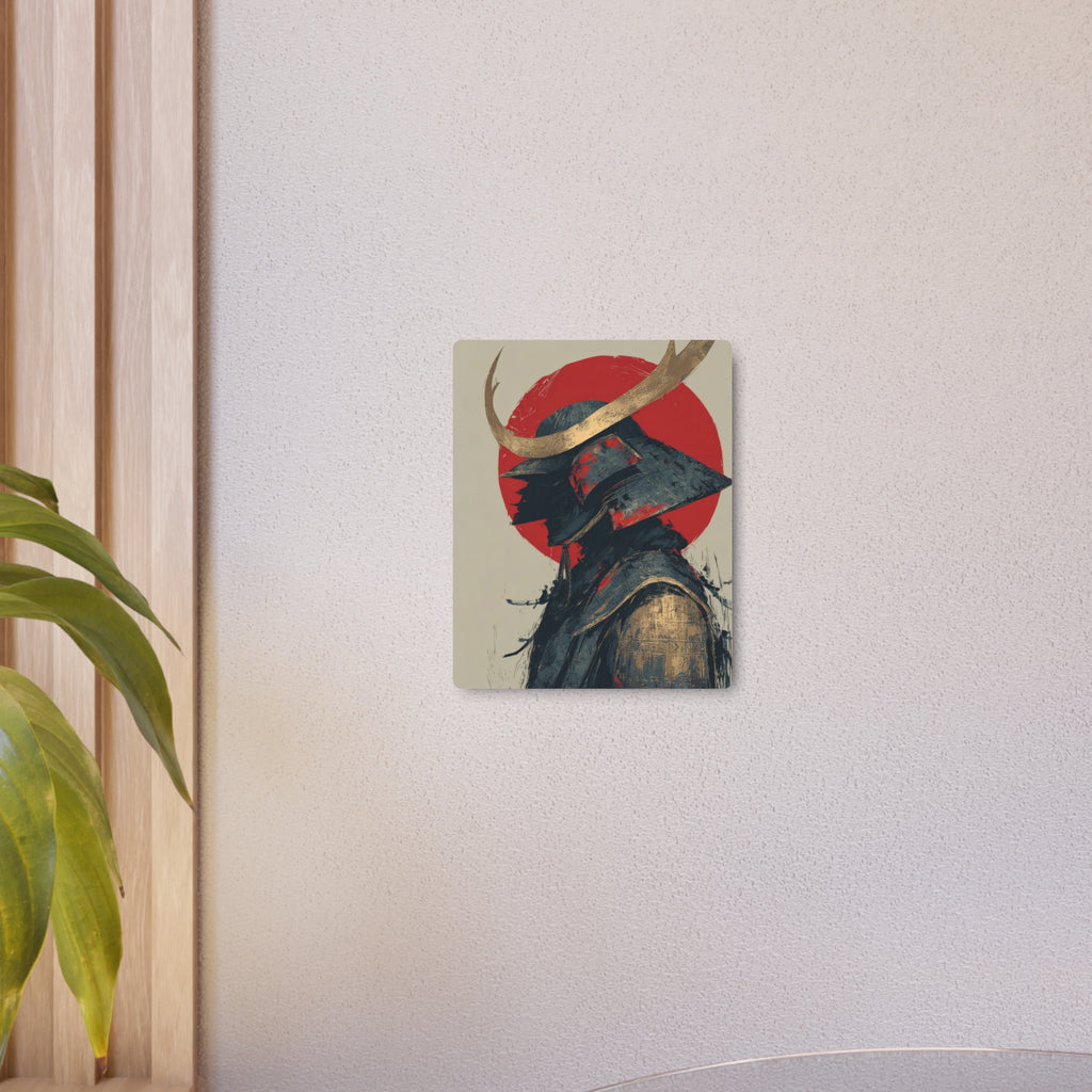 Samurai Helmet Metal Art Sign — Japanese Warrior Wall Decor