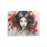 Metal Art Ethereal Geisha Portrait with Red Poppies  Japanese-Inspired Wall Decor - The Art Hub
