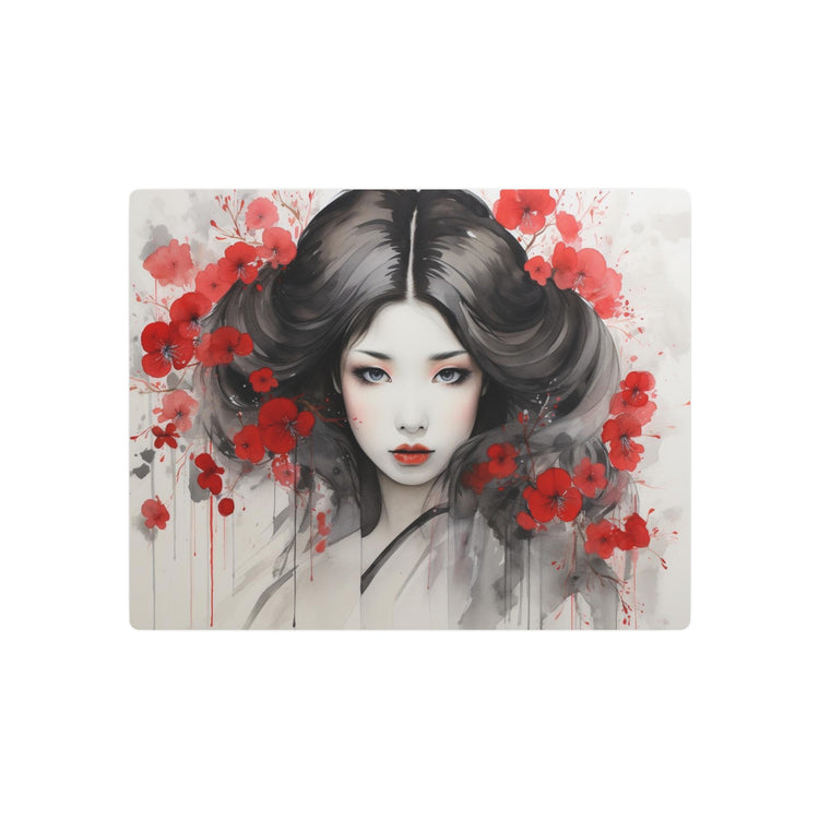 Metal Art Ethereal Geisha Portrait with Red Poppies  Japanese-Inspired Wall Decor - The Art Hub