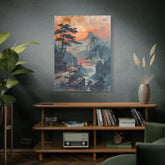 Sunset Mountain Landscape Canvas Print — Misty Pine Cliff Wall Art - The Art Hub