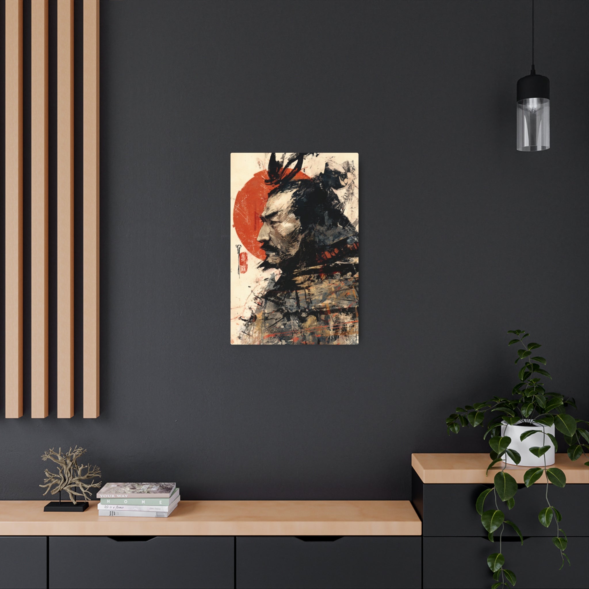 Samurai Metal Art Sign — Japanese Warrior Wall Decor