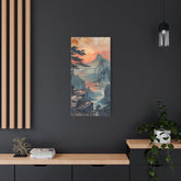 Sunset Mountain Landscape Canvas Print — Misty Pine Cliff Wall Art - The Art Hub