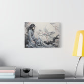 Canvas Wall Art Serene Geisha in Misty Cherry Blossom - The Art Hub