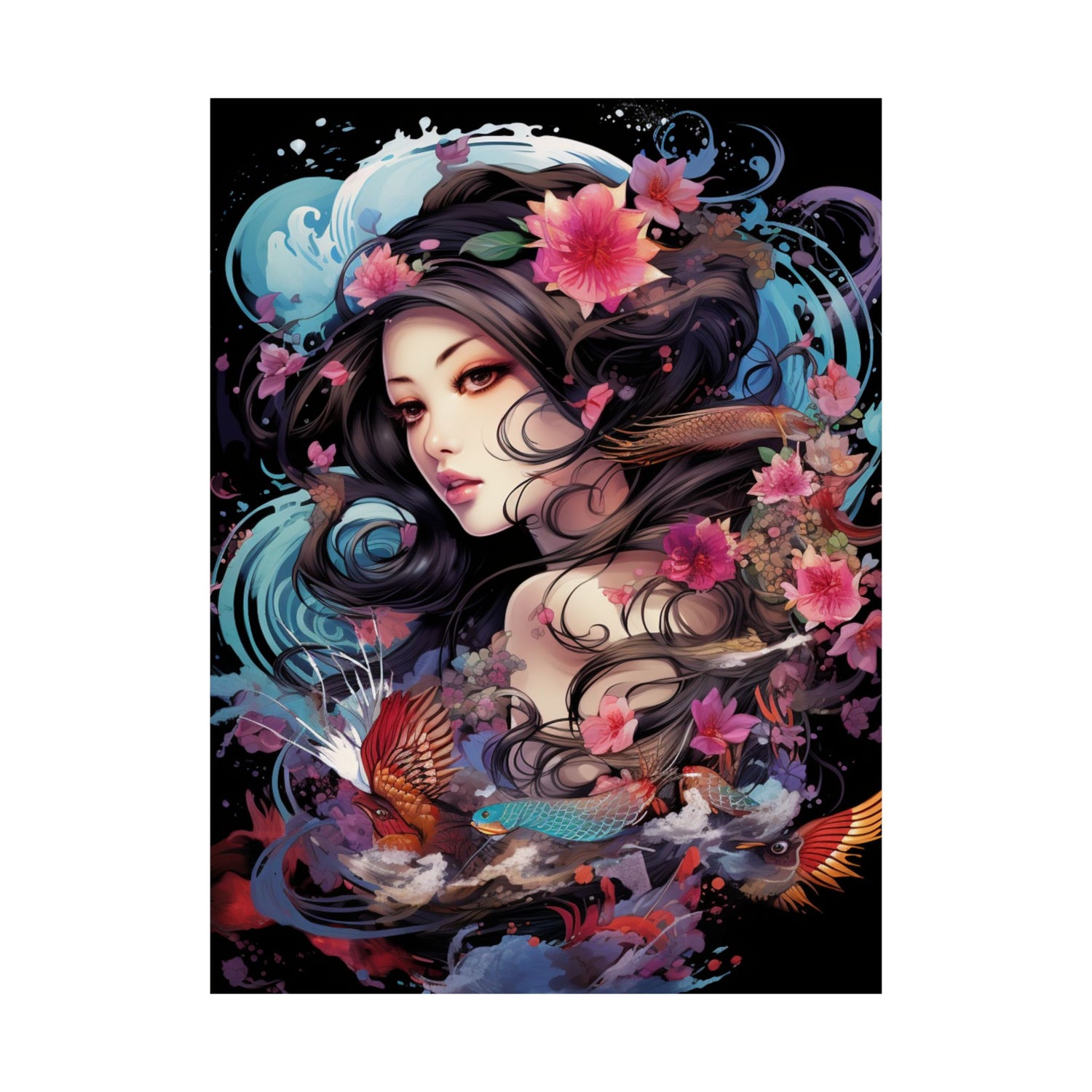 Matte Vertical Poster — Ethereal Floral Woman Art Print - The Art Hub